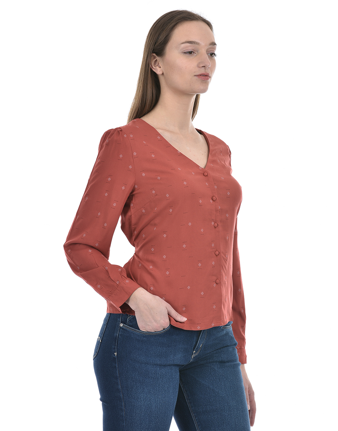 Numero Uno Women All Over Print Orange Top